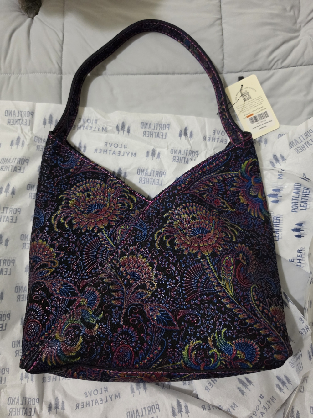 Portland Leather Paisley CARNIVAL Limited Edition NAOMI Large Shoulder Bag,
